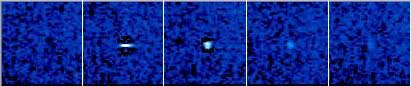 sequence of images showing a meteoroid impacting the Moon