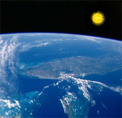image of the Earth and Sun from space, from http://solar-center.stanford.edu/SID/