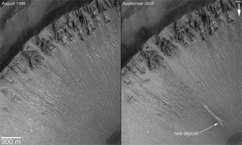 image of gully from water flow on Mars