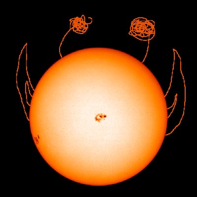 Silly drawing of the Sun with pointy ears and antennae
