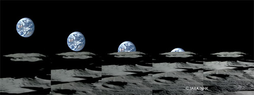 Kaguya images of the Earth setting over the Moon