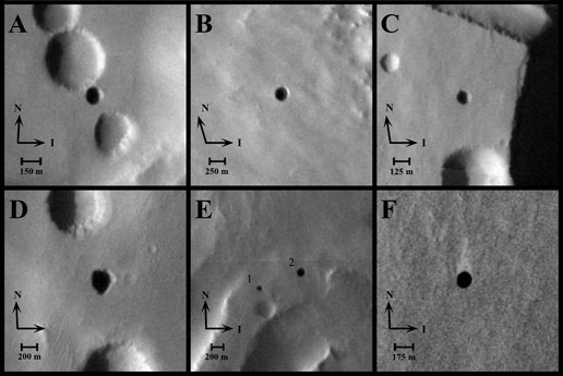 images of six martian caves