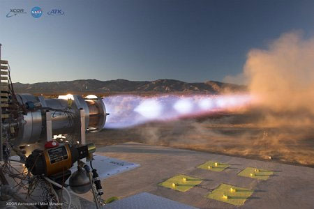 image of the NASA test firing of a methane engine