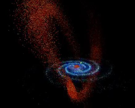 a view of the Milky Way and the galaxy it's eating
