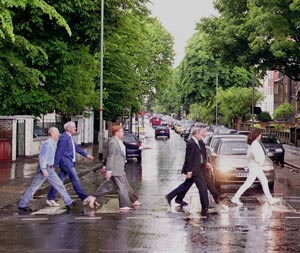 Image of Cassini team including Carolyn Porco, crossing Abbey Road