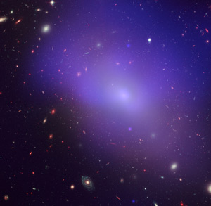 Chandra picture superposed on Hubble picture of the galaxy NGC 1132
