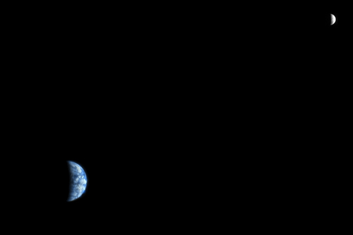 HiRISE picture of the Earth and Moon together