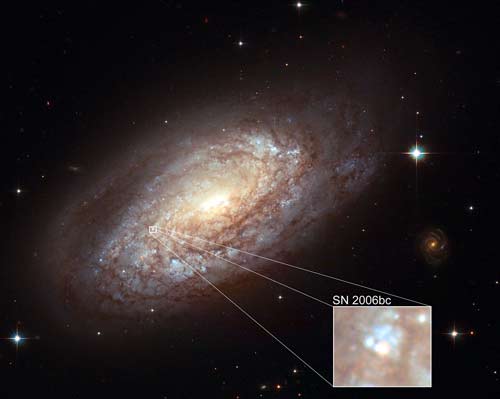 Hubble picture of galaxy NGC 2397 with a supernova pointed out