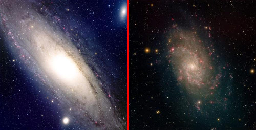 Images of the Andromeda and Triangulum galaxies
