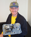 image of Dr. Plait holding Apollo 11 model